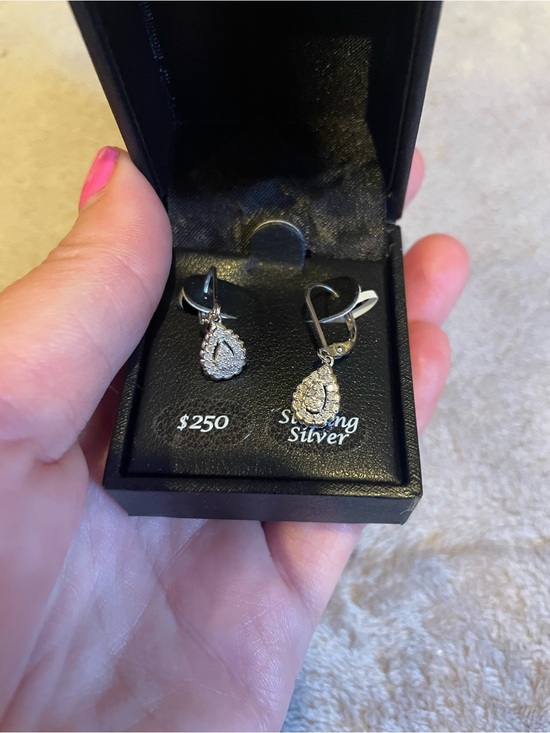 Macy's Jewelry - NWT Macy’s Sterling Silver Diamond Teardrop Dangle Earrings